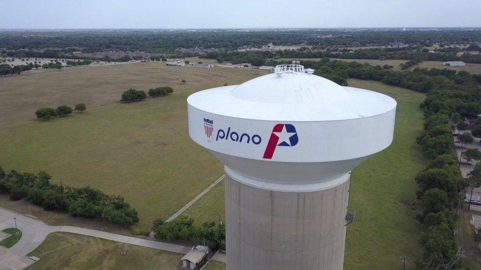 water tower image that says Plano