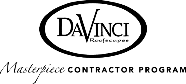 Logo for DaVinci Roofscapes Masterpiece Contractor Program. The design features the text "DaVinci Roofscapes" inside an oval, with "Masterpiece Contractor Program" written below in elegant cursive font. - T Rock Roofing and Contracting Logo for DaVinci Roofscapes Masterpiece Contractor Program. The design features the text "DaVinci Roofscapes" inside an oval, with "Masterpiece Contractor Program" written below in elegant cursive font.